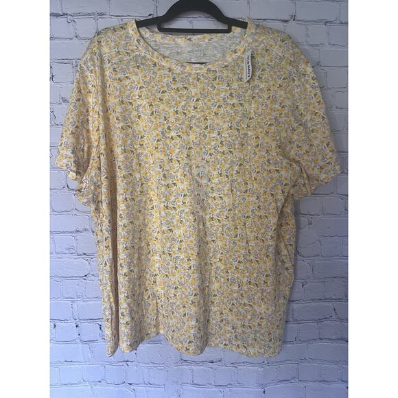 Old Navy Yellow Plus Size Floral T-shirt Size 1x - Picture 1 of 3